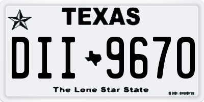 TX license plate DII9670