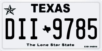 TX license plate DII9785