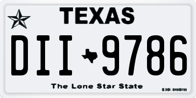 TX license plate DII9786