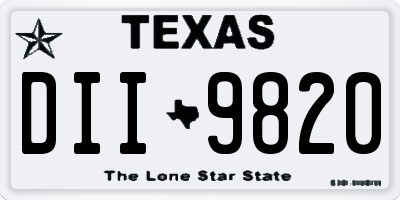 TX license plate DII9820