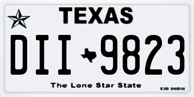 TX license plate DII9823