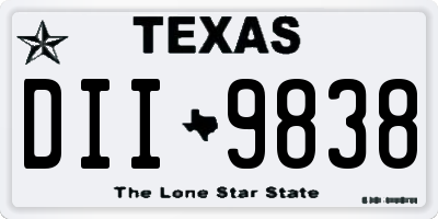 TX license plate DII9838