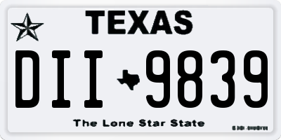TX license plate DII9839