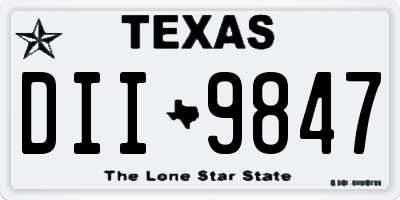 TX license plate DII9847