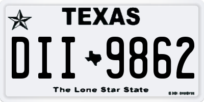 TX license plate DII9862