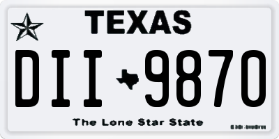 TX license plate DII9870