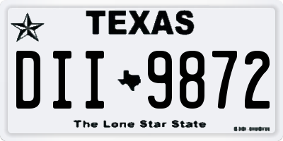 TX license plate DII9872