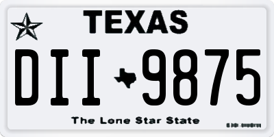 TX license plate DII9875