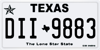 TX license plate DII9883