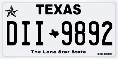 TX license plate DII9892