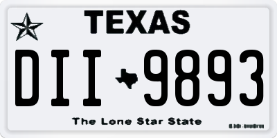 TX license plate DII9893