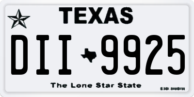 TX license plate DII9925