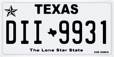 TX license plate DII9931