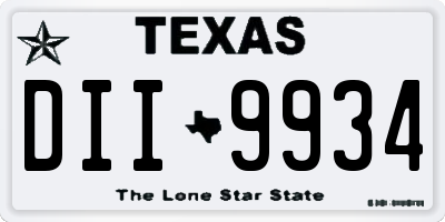 TX license plate DII9934