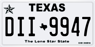 TX license plate DII9947