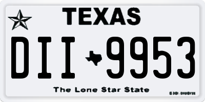 TX license plate DII9953