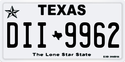TX license plate DII9962