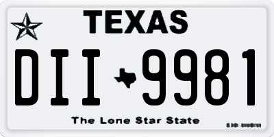 TX license plate DII9981