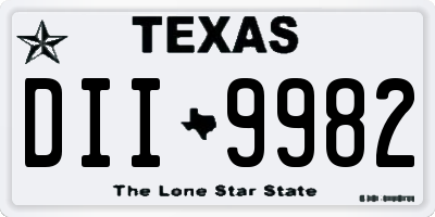TX license plate DII9982
