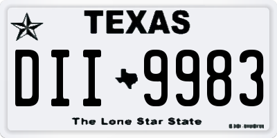TX license plate DII9983
