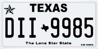 TX license plate DII9985
