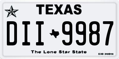 TX license plate DII9987