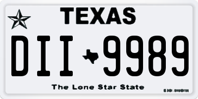 TX license plate DII9989