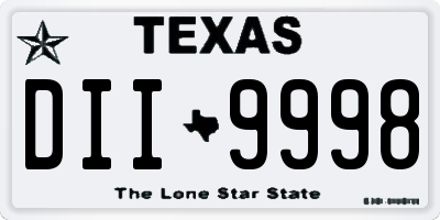TX license plate DII9998