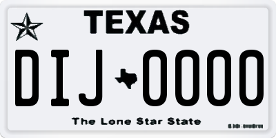 TX license plate DIJ0000