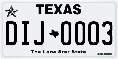 TX license plate DIJ0003