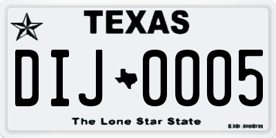 TX license plate DIJ0005