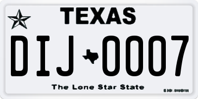 TX license plate DIJ0007