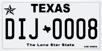 TX license plate DIJ0008