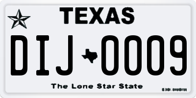 TX license plate DIJ0009