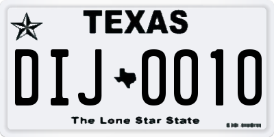 TX license plate DIJ0010
