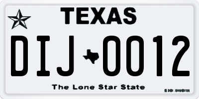TX license plate DIJ0012