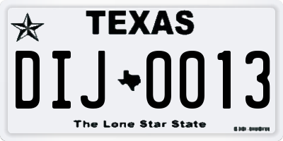 TX license plate DIJ0013
