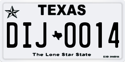TX license plate DIJ0014