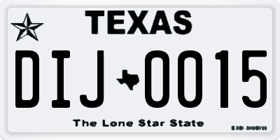 TX license plate DIJ0015