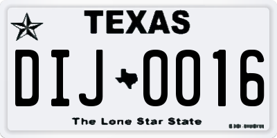 TX license plate DIJ0016