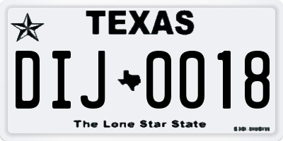 TX license plate DIJ0018