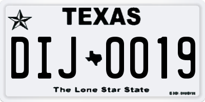 TX license plate DIJ0019
