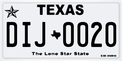 TX license plate DIJ0020