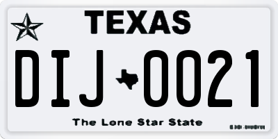 TX license plate DIJ0021