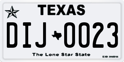 TX license plate DIJ0023