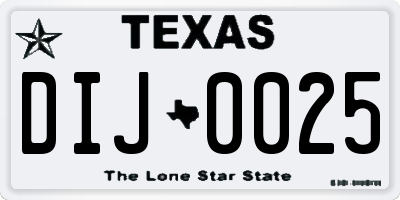 TX license plate DIJ0025