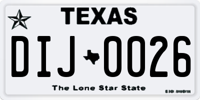 TX license plate DIJ0026