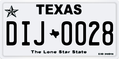 TX license plate DIJ0028