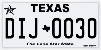 TX license plate DIJ0030