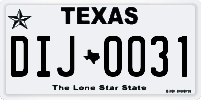 TX license plate DIJ0031